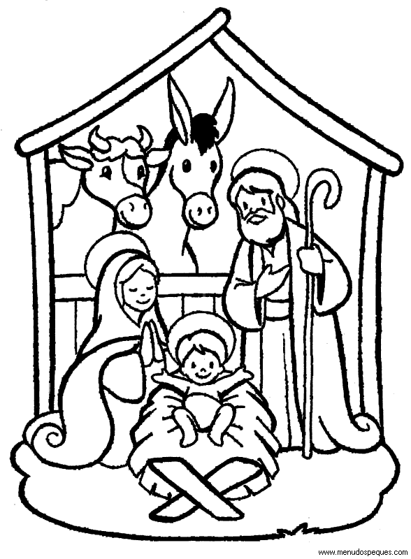 Colorear navidad, dibujos navidad, láminas navidad, pesebres, nacimiento de Jesús, Portal de Belen