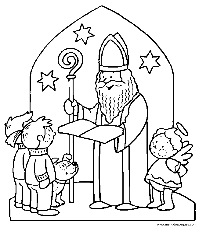 Colorear navidad, dibujos navidad, láminas navidad, San Nicolás
