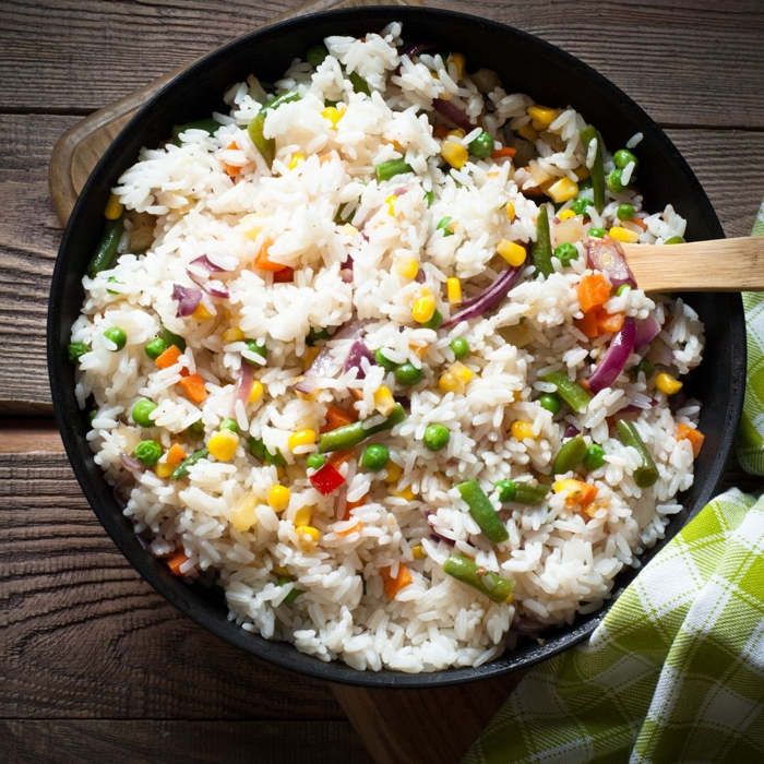 arroz blanco con verduras