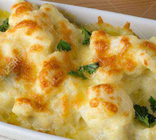 Cazuela de Coliflor y Arroz al horno