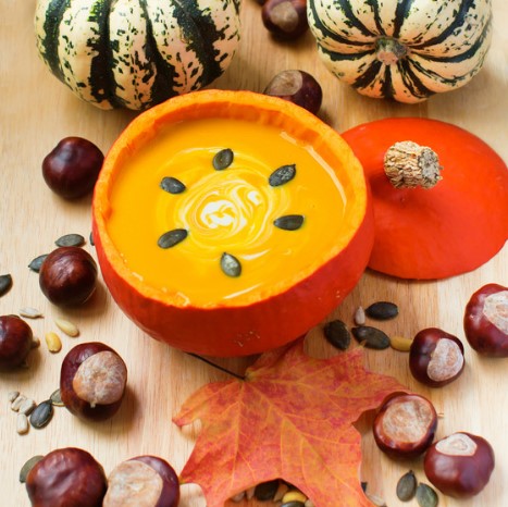 Receta para hacer Crema de calabaza con castañas