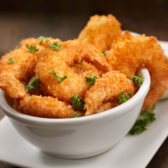 Langostinos o Gambas rebozadas Keto en air fryer