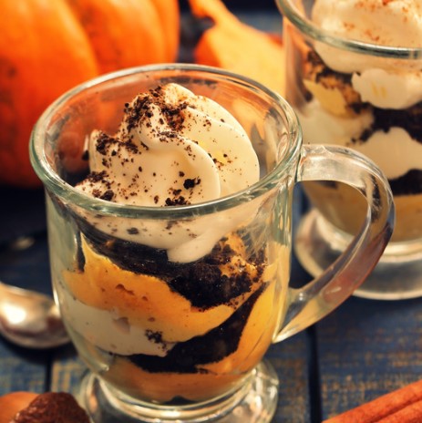 Receta Parfaits de chocolate y calabaza, recetas otoño, recetas con calabaza, halloween, navidad, acción de gracias