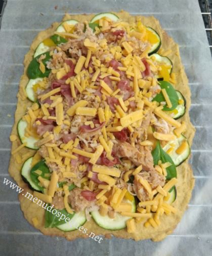 pizza, keto, sin glutén, toppings