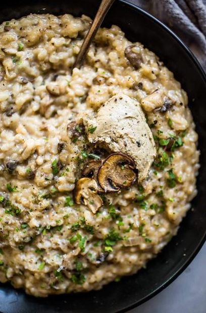 Risotto de champiñones con queso