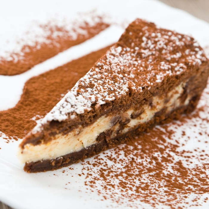 Tarta de ricotta y chocolate blanco y negro