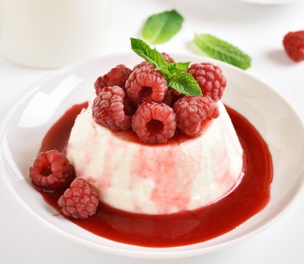 panna cotta con frambuesa embarazo