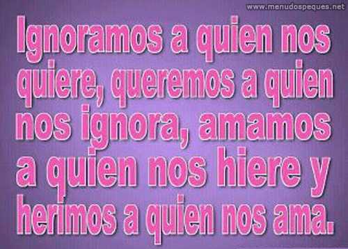 Ignoramos a quien nos quiere, queremos a quien nos ignora