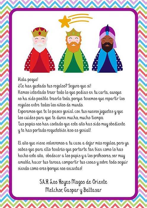 carta de los reyes magos para los niños