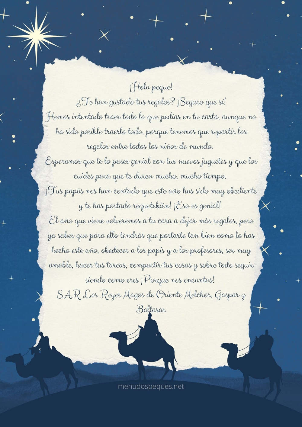 carta reyes magos para niños