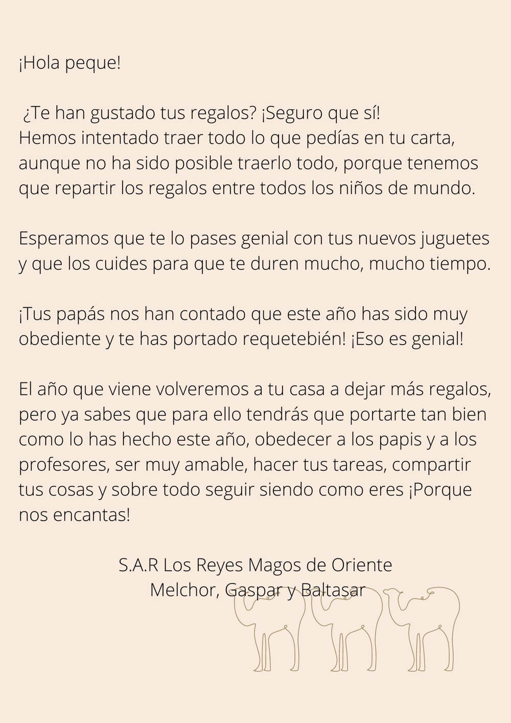 carta de los reyes a los niños