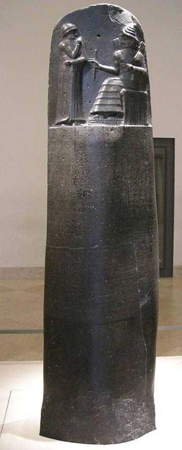 Monolito en el que está grabado el código de Hammurabi