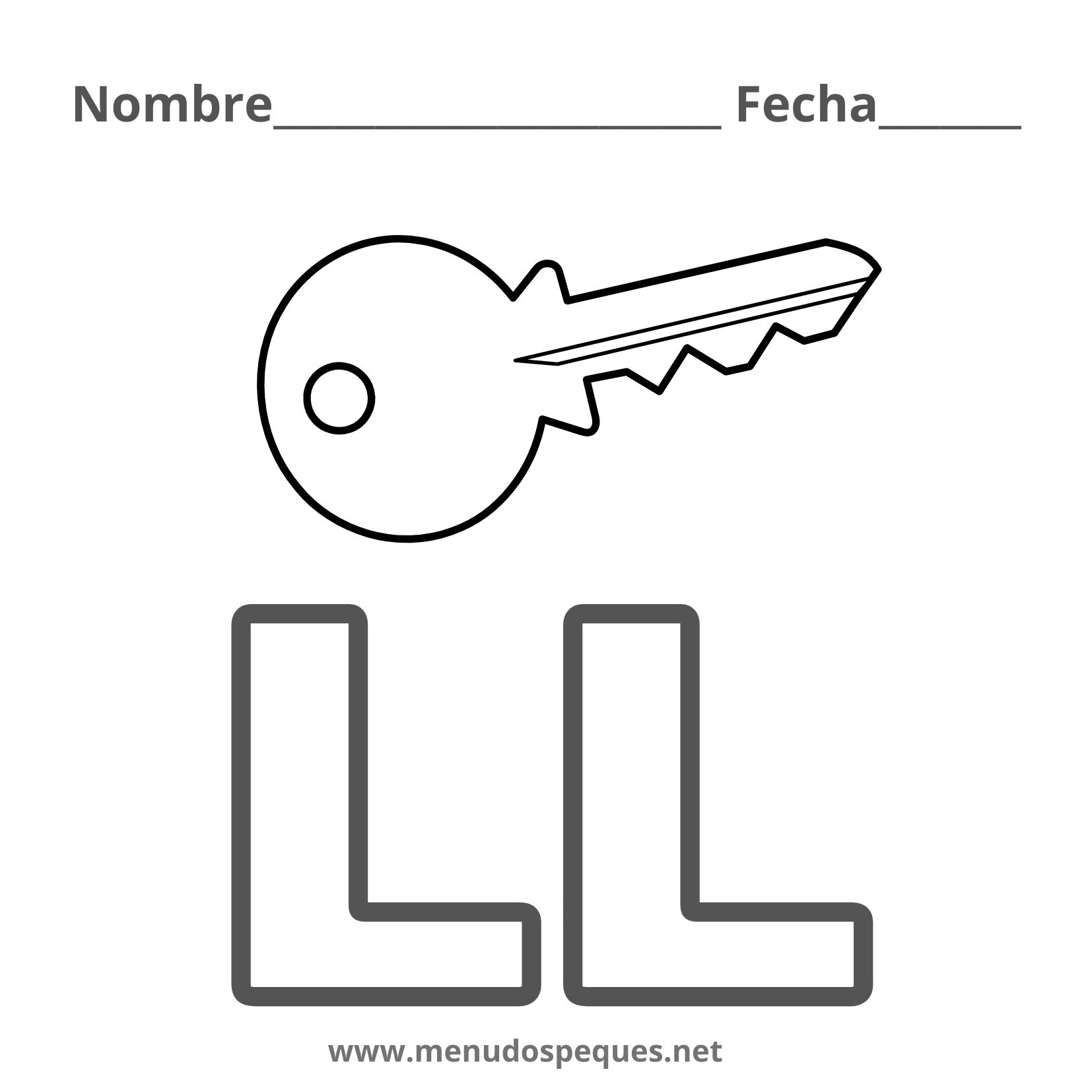 ficha abecedario, ficha letra ll