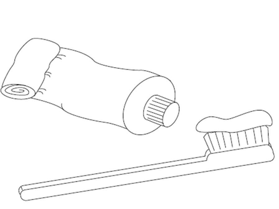 Higiene dental - Colorear pasta y cepillo de dientes