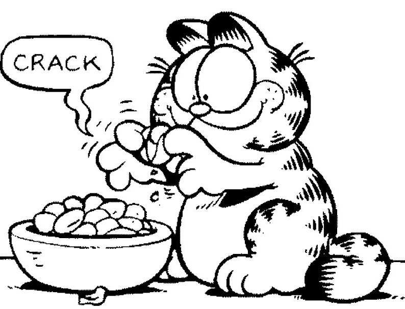 Garfield disfrutando de su comida