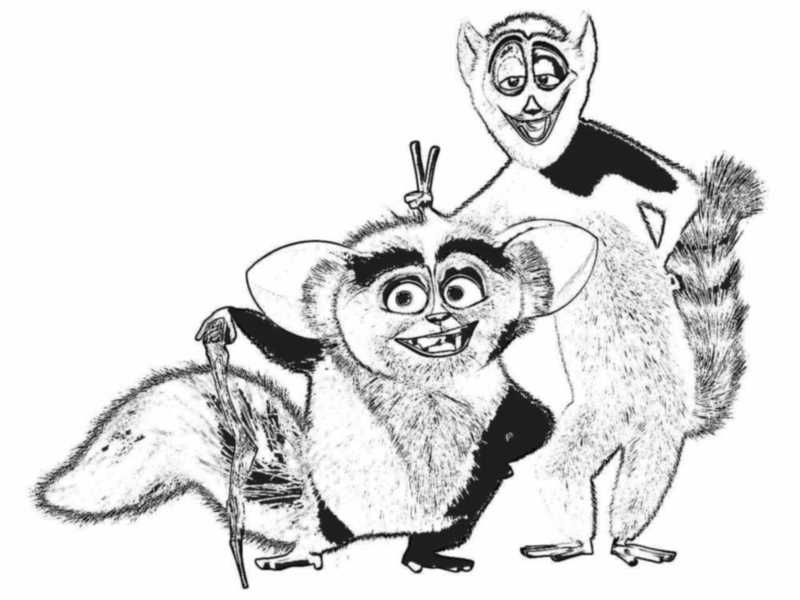 Colorear a maurice y al rey de Madagascar Colorear a maurice y al rey de Madagascar