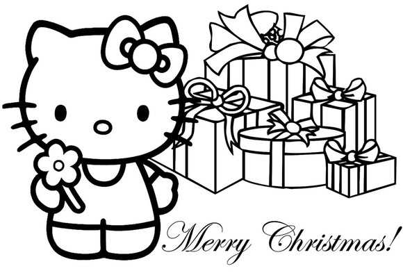 Dibujo Hello Kitty en Navidad