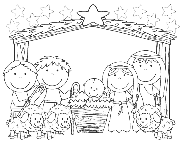 Colorear Dibujo Pesebre Navidad