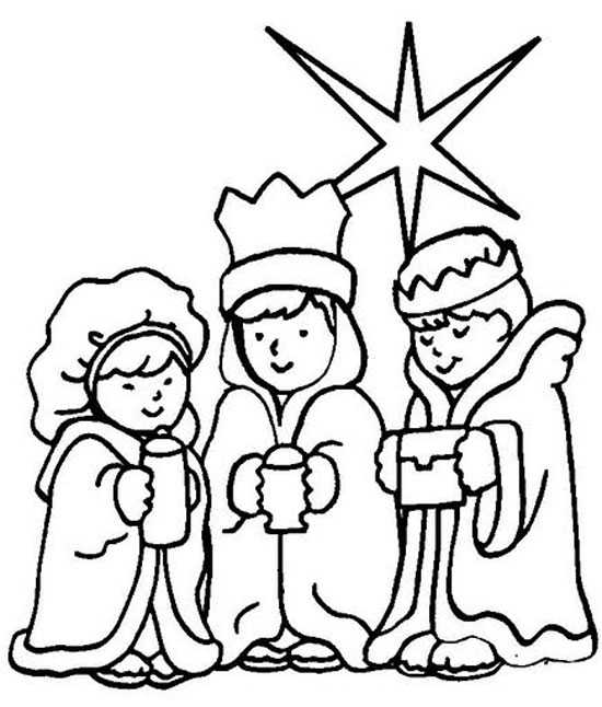 dibujos para colorear a los Reyes Magos Melchor, Gaspar y Baltasar.