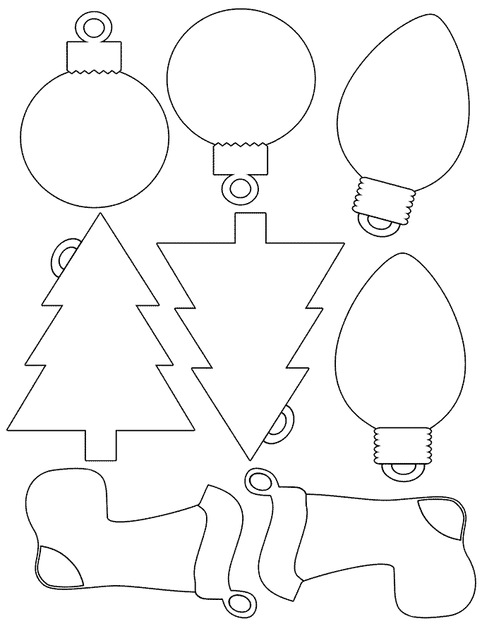Colorear Dibujo Siluetas Adornos Navidad