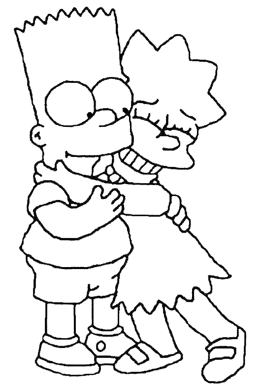 Colorear Los Simpsons: Bart y Lisa.