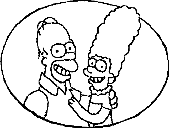 Colorear Los Simpsons: Homer y Marge.