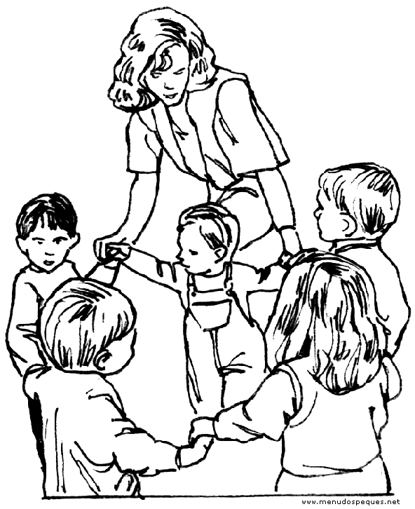 colorear maestra con niños