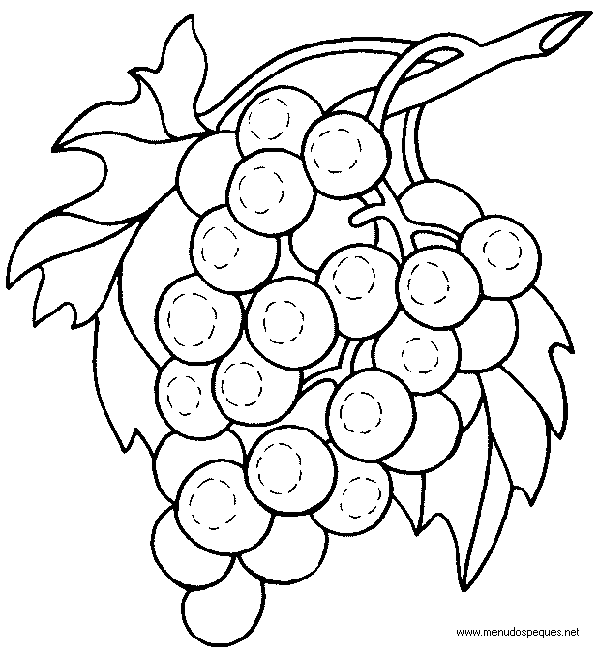 colorear uvas, colorear frutas
