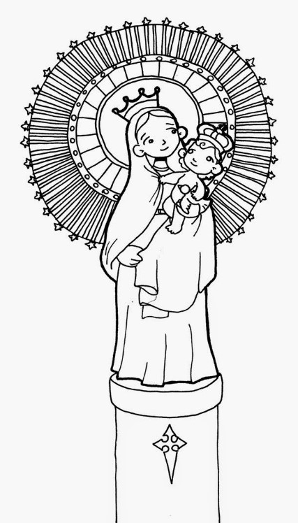 Dibujo para colorear virgen del pilar