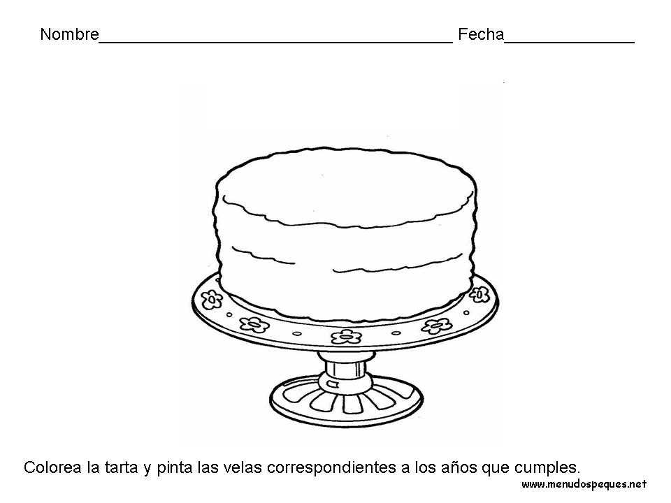 Los Cumpleaños: Tarta para colorear y pintar las velas.