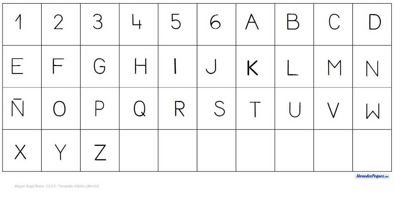 Plantilla bingo de letras y números