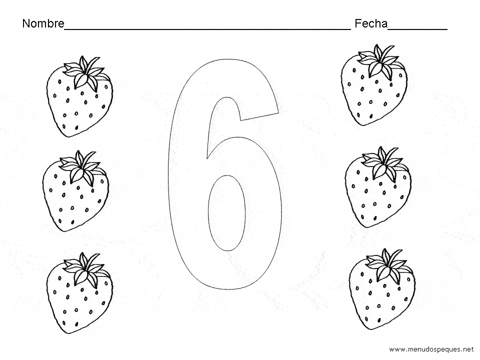 el seis, fichas para aprender los números, fichas educativas
