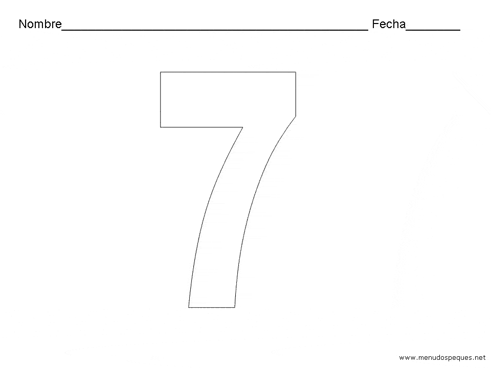 el siete, fichas para aprender los números, fichas educativas