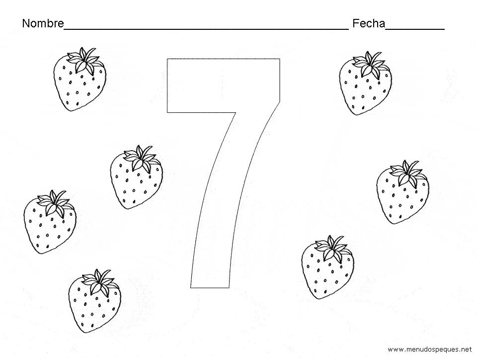 el siete, fichas para aprender los números, fichas educativas
