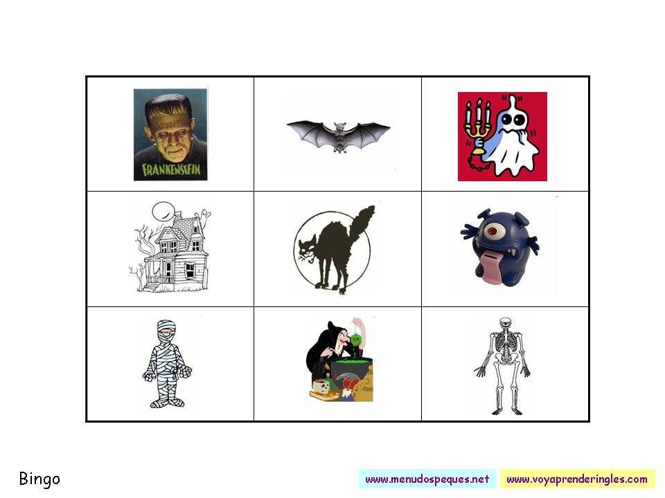 Cartones de bingo para halloween