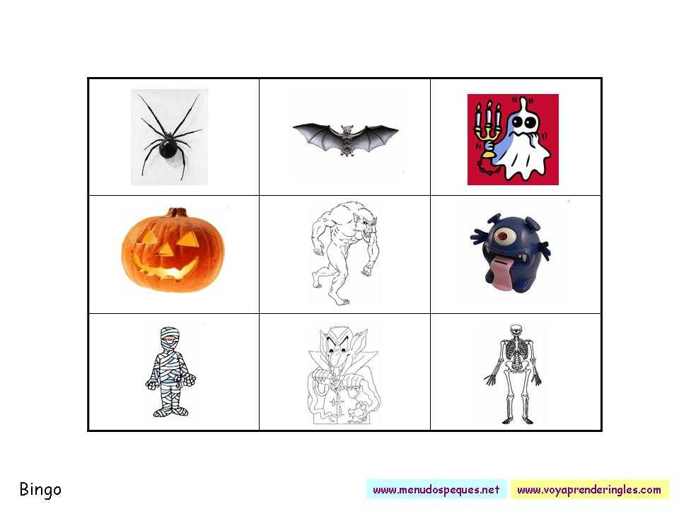 Cartones de bingo para halloween