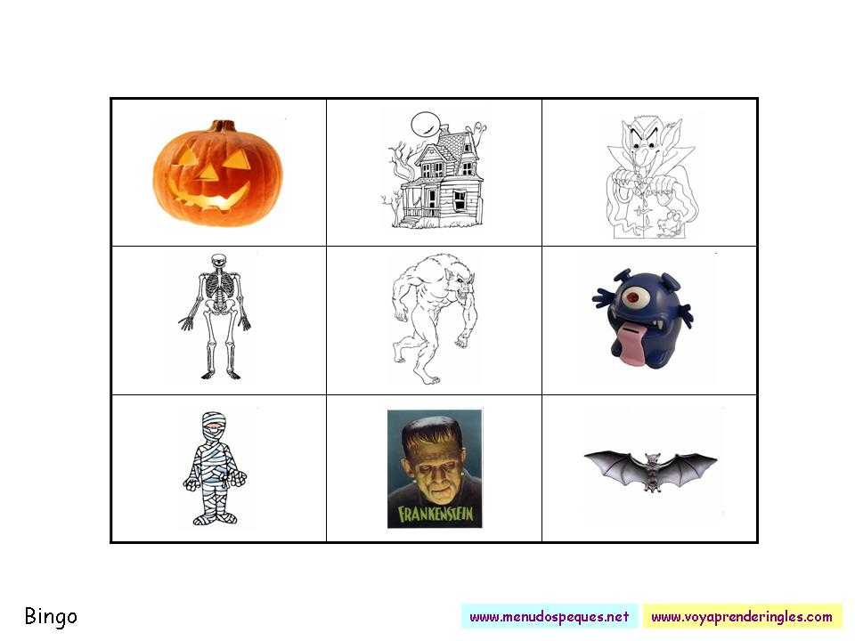 Cartones de bingo para halloween