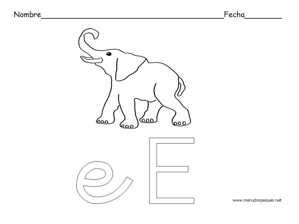 ficha abecedario, ficha letra e