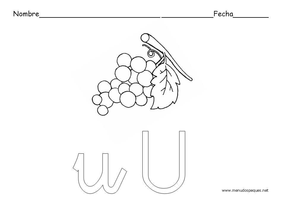 ficha abecedario, ficha letra u