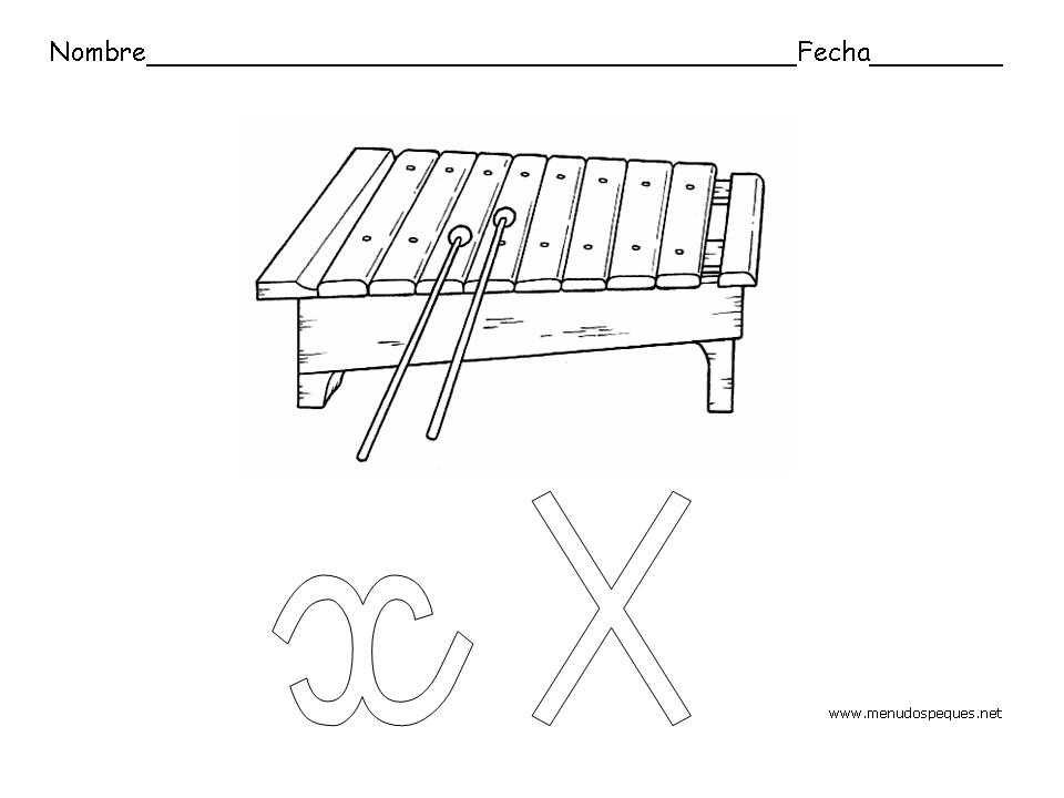 ficha abecedario, ficha letra x