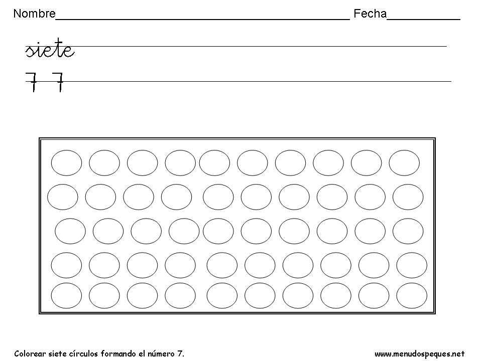 número 7, fichas de los números