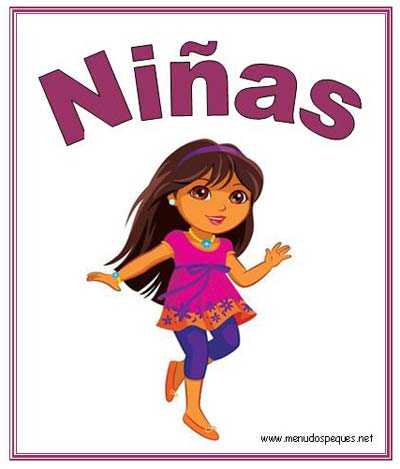 cartel baño niña