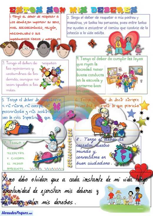 cartel con los deberes del niño