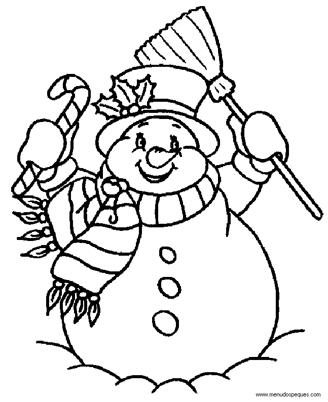 Colorear navidad, dibujos navidad, láminas navidad, muñeco de nieve