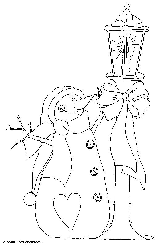 Colorear navidad, dibujos navidad, láminas navidad, muñeco de nieve