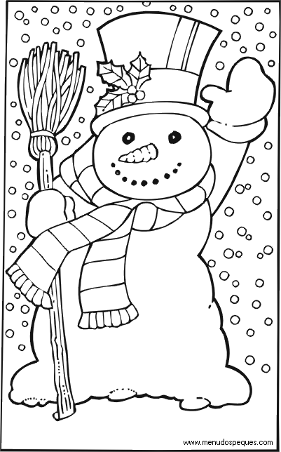 Colorear navidad, dibujos navidad, láminas navidad, muñeco de nieve