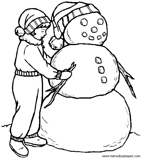 Colorear navidad, dibujos navidad, láminas navidad, muñeco de nieve