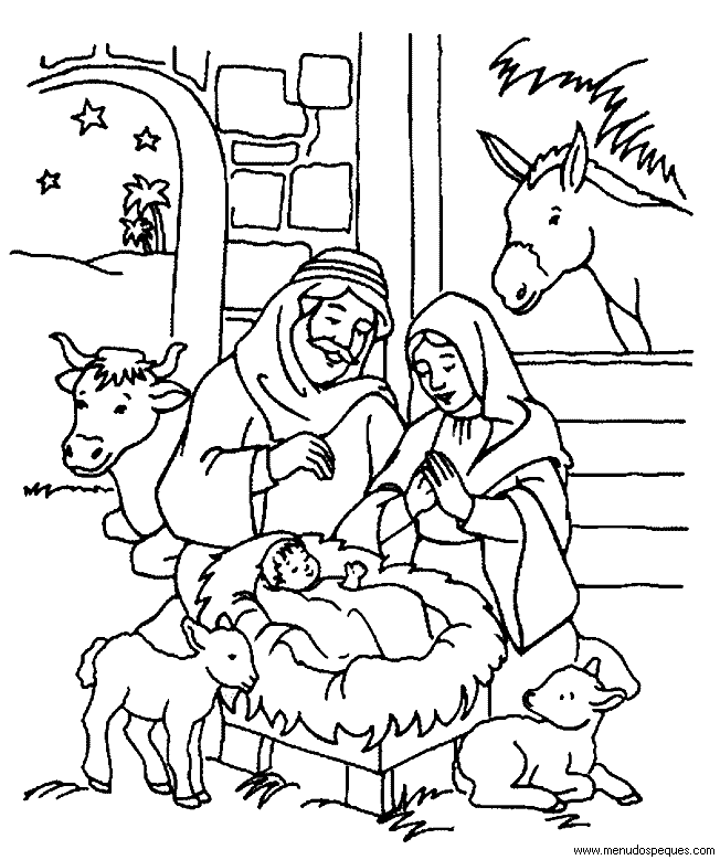 Colorear navidad, dibujos navidad, láminas navidad, pesebres, nacimiento de Jesús, Portal de Belen