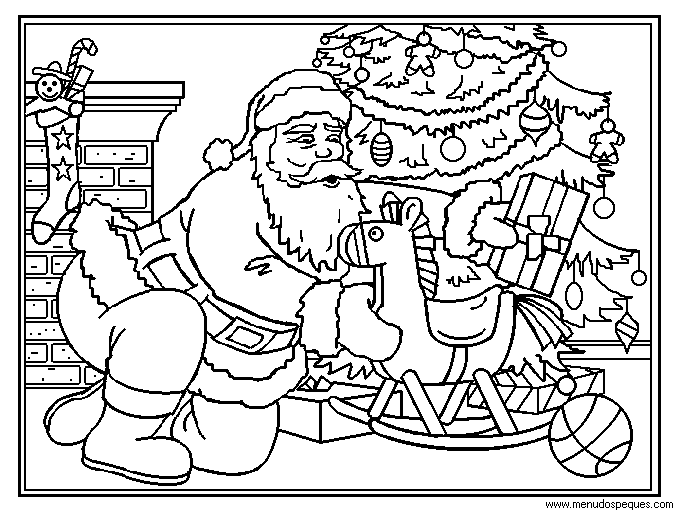 Colorear navidad, dibujos navidad, láminas navidad, Santa Claus, Papá Noel