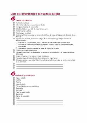 Lista de comprobación para la vuelta al cole